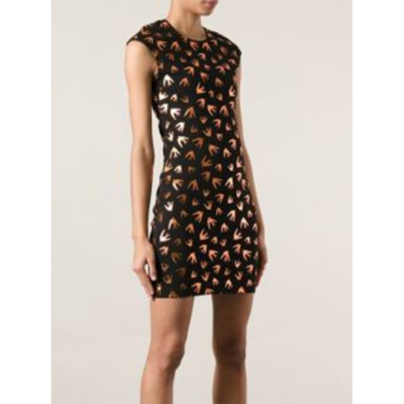 McQ Alexander McQueen Metallic Swallow Print Dress - Picture 4 of 13